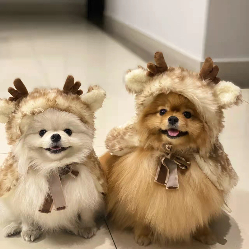 Winter Clothing Dress Up - Pet Christmas Apparel Elk Cloak Dog
