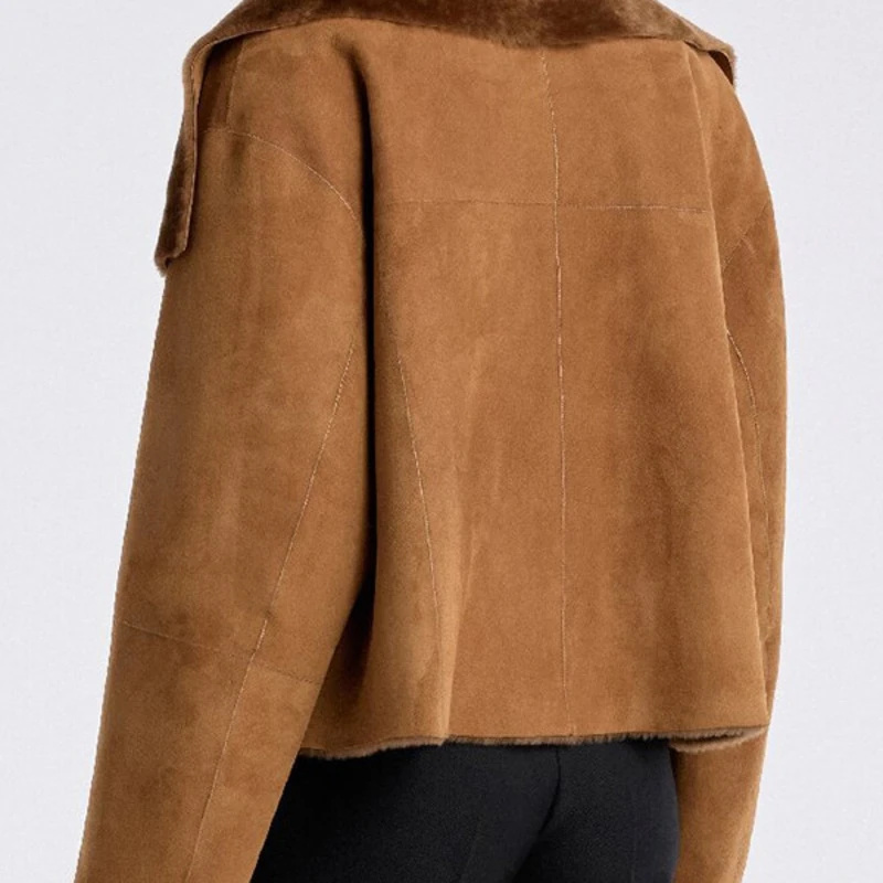 Women Faux Suede Jacket Revers - Winter Clothing Pictures review and price
